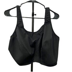 Glamorise Sport Elite Performance Black Sports Bra Hook Eye Back Closure Sz 50G